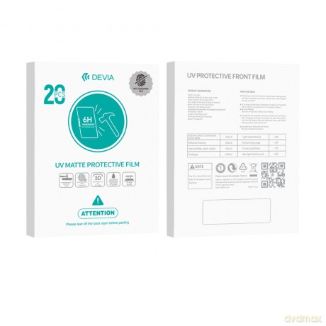 Devia Zestaw folii smartfon UV 0,19mm matowa do maszyny tnącej 20szt 6H