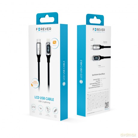 Forever kabel LCD USB-C - Lightning 1,0 m 27W czarny