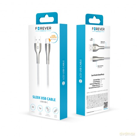 Forever kabel Sleek USB - USB-C 1,0 m 3A biały