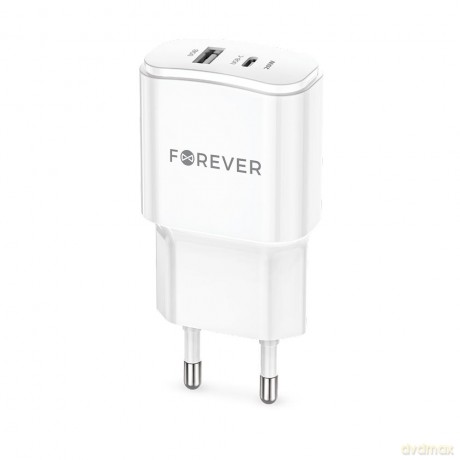 Forever ładowarka sieciowa PD QC TC-01-20AC 1x USB-C 1x USB 20W biała