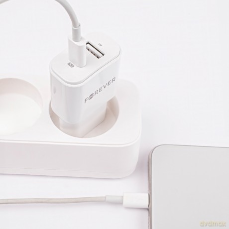Forever ładowarka sieciowa PD QC TC-01-20AC 1x USB-C 1x USB 20W biała