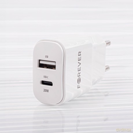 Forever ładowarka sieciowa PD QC TC-01-20AC 1x USB-C 1x USB 20W biała
