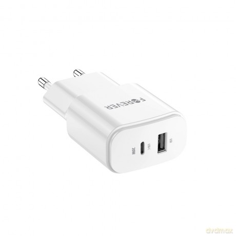 Forever ładowarka sieciowa PD QC TC-01-20AC 1x USB-C 1x USB 20W biała