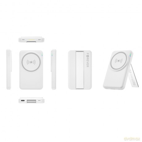 Forever stacja ładująca bezprzewodowa magnetyczna z power bankiem MACS-100 biała 5w1