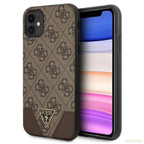 Guess nakładka do iPhone 11 GUHCN61PU4GHBR brązowa hard case 4G Triangle Collection