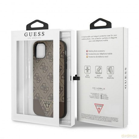 Guess nakładka do iPhone 11 GUHCN61PU4GHBR brązowa hard case 4G Triangle Collection