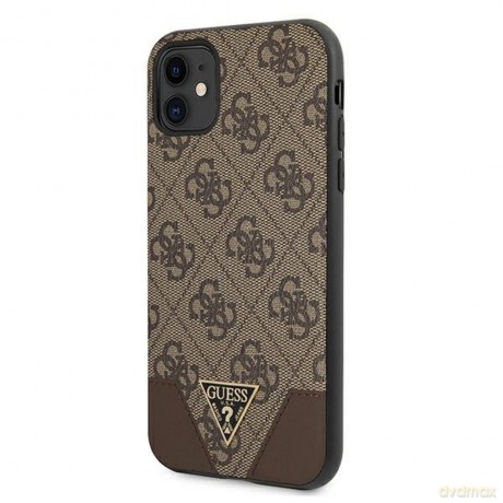 Guess nakładka do iPhone 11 GUHCN61PU4GHBR brązowa hard case 4G Triangle Collection