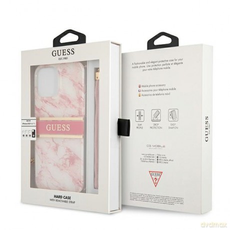Guess nakładka do iPhone 13 Pro Max 6,7'' GUHCP13XKMABPI różowa HC PC/TPU Marble Strap