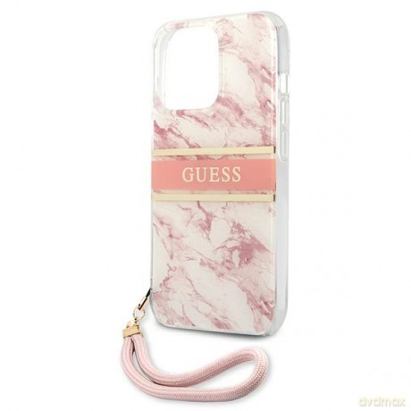 Guess nakładka do iPhone 13 Pro Max 6,7'' GUHCP13XKMABPI różowa HC PC/TPU Marble Strap
