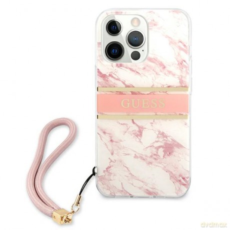 Guess nakładka do iPhone 13 Pro Max 6,7'' GUHCP13XKMABPI różowa HC PC/TPU Marble Strap