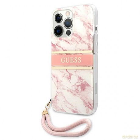 Guess nakładka do iPhone 13 Pro Max 6,7'' GUHCP13XKMABPI różowa HC PC/TPU Marble Strap