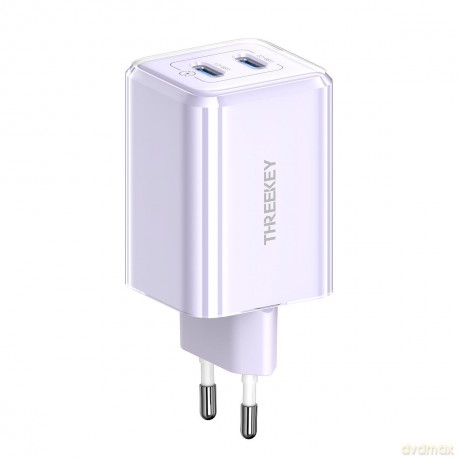 THREEKEY ładowarka sieciowa TK111 PD 35W 2x USB-C fioletowa
