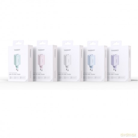 THREEKEY ładowarka sieciowa TK111 PD 35W 2x USB-C fioletowa