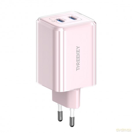 THREEKEY ładowarka sieciowa TK111 PD 35W 2x USB-C różowa