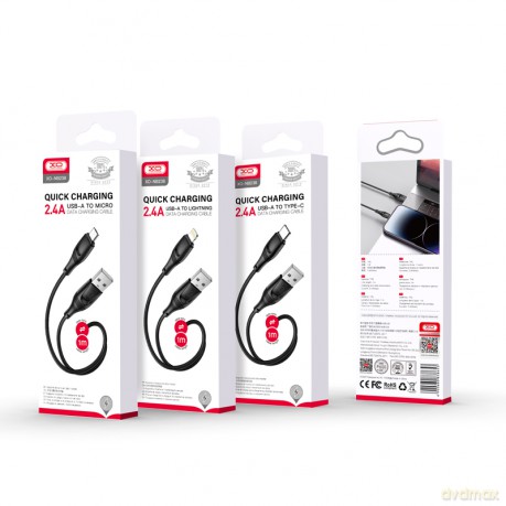 XO kabel NB238 USB - Lightning 1,0 m 2,4A czarny