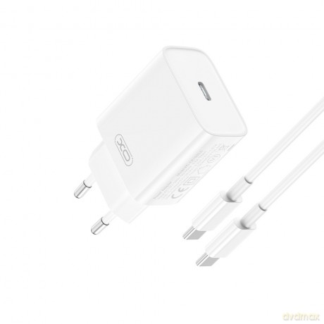 XO ładowarka sieciowa CE15 PD 20W 1x USB-C biała + kabel USB-C - USB-C