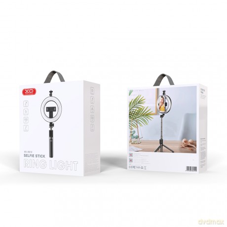 XO selfie stick Bluetooth tripod SS12 czarny 95cm z lampą LED