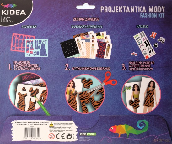 Zestaw projektantka z szablonami 10 arkuszy Kidea