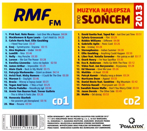 Rmf Fm Muzyka Najlepsza Pod Słońcem 2013 (digipack) [2CD]