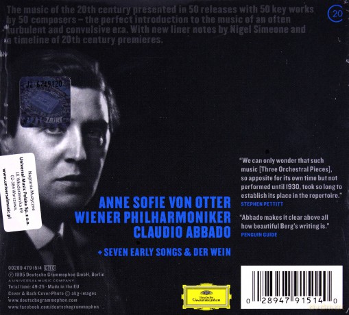 Claudio Abbado: Berg:Three Orchestral Pieces (20C) (ecopack) [CD]