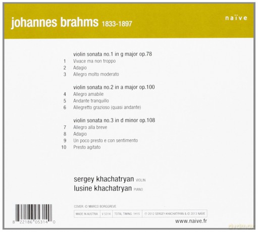 Sergey Khachatryan: Brahms Sonatas (digipack) [CD]