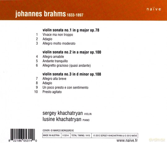 Sergey Khachatryan: Brahms Sonatas (digipack) [CD]