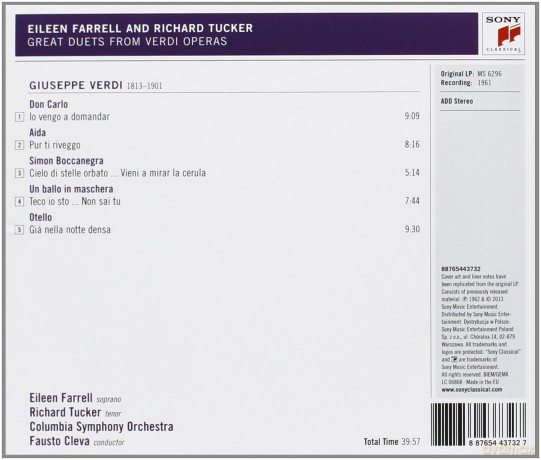 Richard Tucker Eileen Farrell: Great Duets From Verdi Operas [CD]