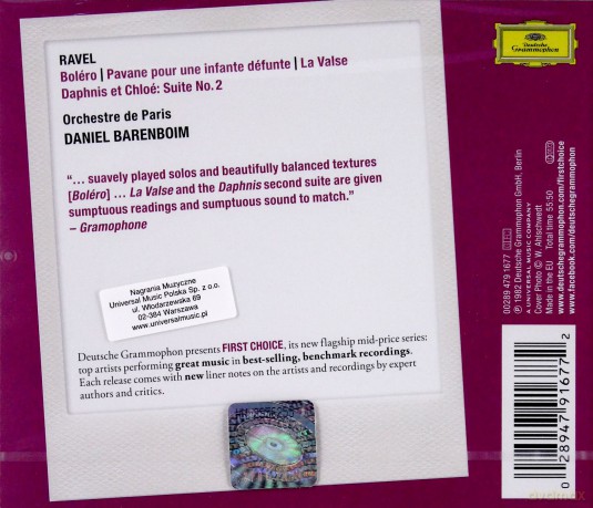 Daniel Barenboim: Ravel Bolero (First Choice) [CD]