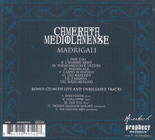 Camerata Mediolanense: Madrigali (digipack) [2CD]