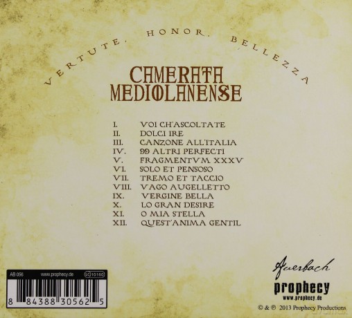 Camerata Mediolanense: Vertute Honor Bellezza (digipack) [CD]