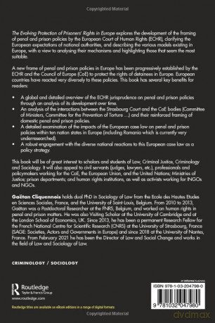Evolving Protection Of Prisoners Rights - Ga Tan Cliquennois [KSIĄŻKA]
