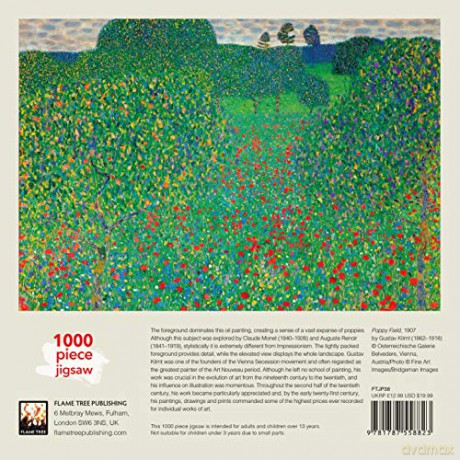 Adult Jigsaw Gustav Klimt Poppy Field - Flame Tree Studio [PUZZLE]