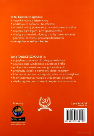 Tablice szkolne. Matematyka 2012 - Witold Mizerski [KSIĄŻKA]
