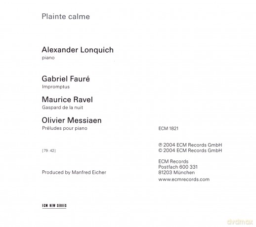 Lonquich Alexander: Plainte Calme /Ravel,Faure,Messiaen [CD]