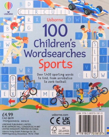 100 Childrens Wordsearches Sports - Phillip Clarke [KSIĄŻKA]
