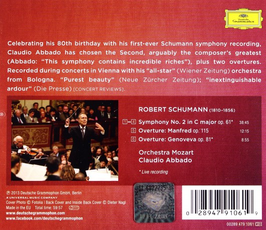 Claudio Abbado: Schumann: Symphony 2, Ouvertures [CD]