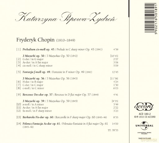 Katarzyna Popowa-Zydroń: Chopin (digipack) [CD]