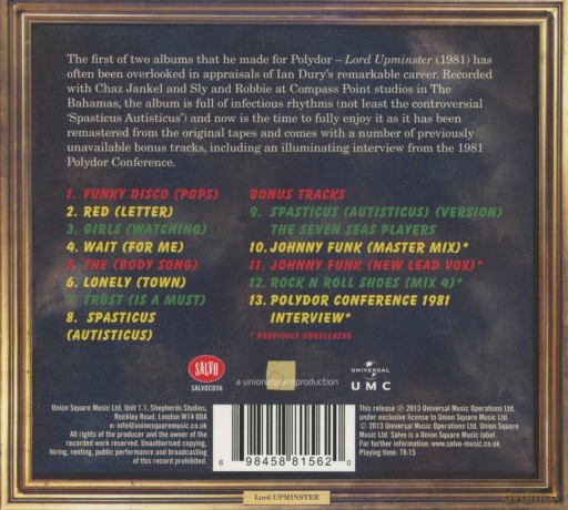 Ian Dury: Lord Upminister (digipack) [CD]