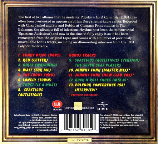 Ian Dury: Lord Upminister (digipack) [CD]
