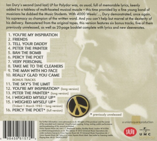 Ian Dury & The Music Students: 4000 Weeks Holiday (digipack) [CD]