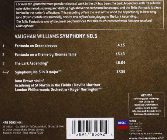 Neville Marriner: Williams:Fantasia On Greensleeves (Virtuoso) [CD]