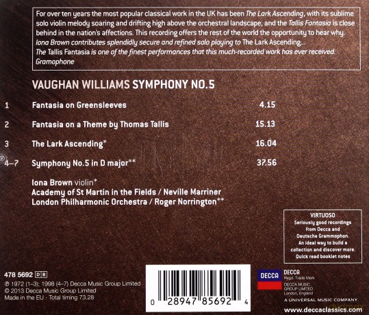 Neville Marriner: Williams:Fantasia On Greensleeves (Virtuoso) [CD]