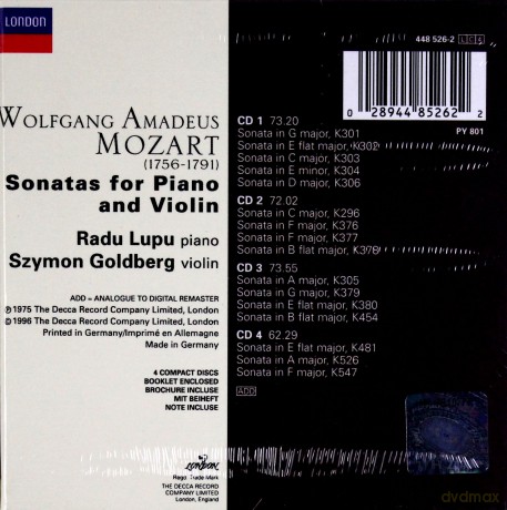 Lupu Goldberg: Mozart: The Violin Sonatas [4CD]