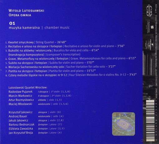 Lutosławski Quartet/Jakowicz/Bauer: Lutosławski:Muzyka Kameralna [3CD]