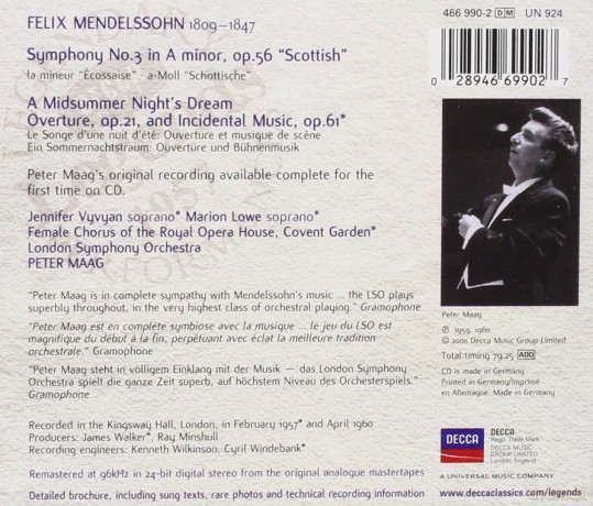 Maag,London Symp.Orch.: Decca Legends: Mendelssohn [CD]