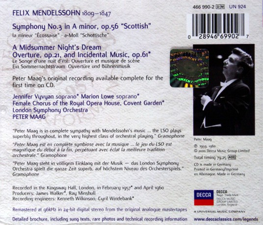 Maag,London Symp.Orch.: Decca Legends: Mendelssohn [CD]