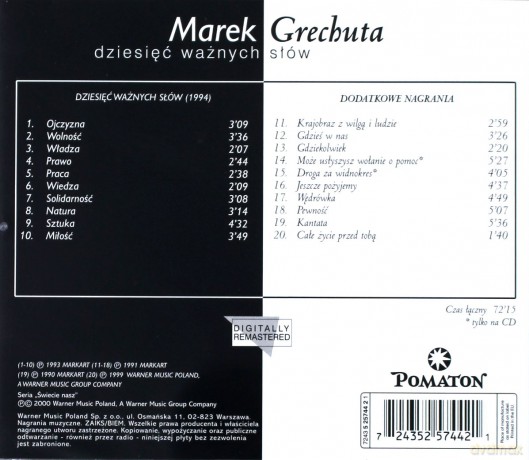 Marek Grechuta: Dziesięć Ważnych Słów [CD]