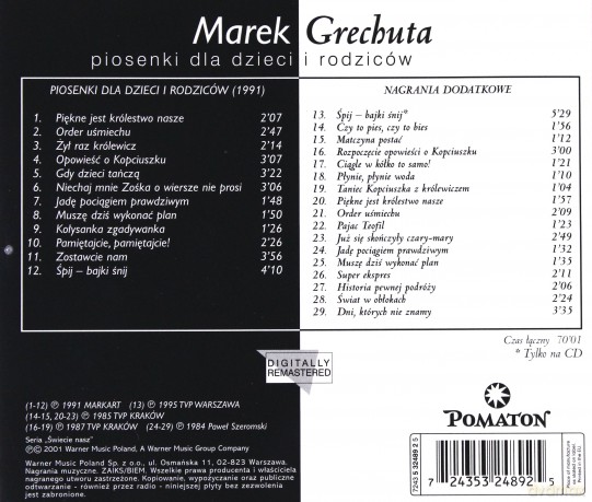 Marek Grechuta: Piosenki Dla Dzieci I Rodziców [CD]