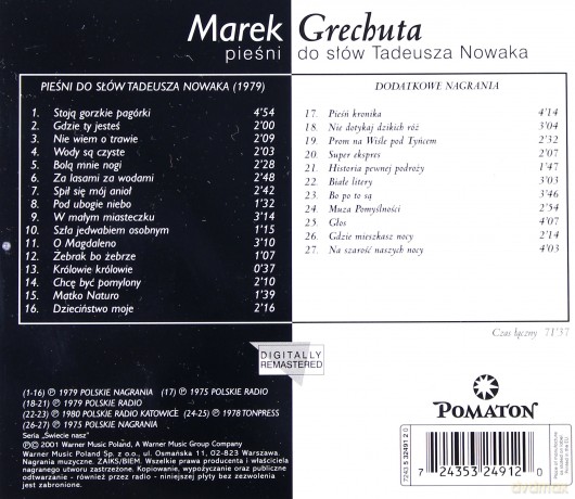 Marek Grechuta: Piosenki Do Słów Tadeusza Nowaka [CD]