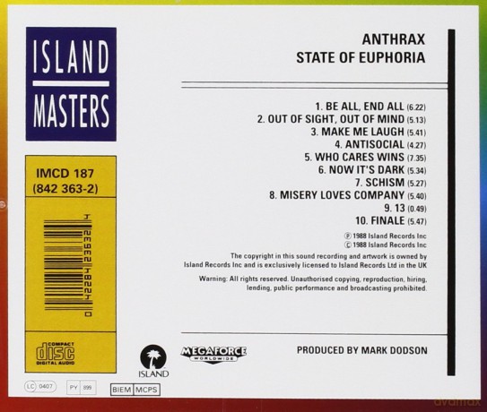 Anthrax: State Of Euphoria [CD]